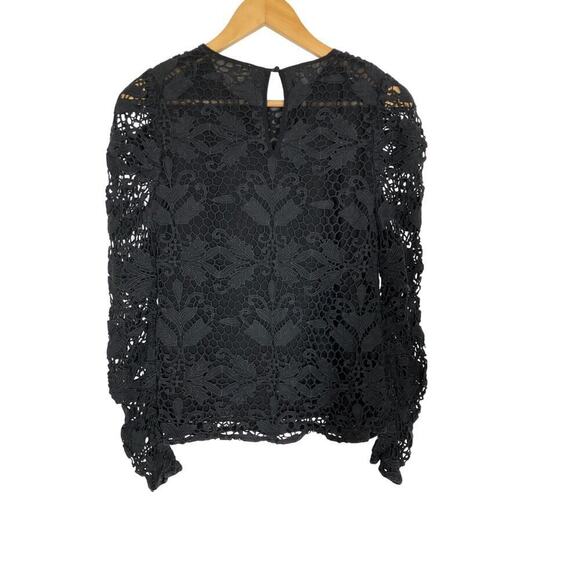 Stevie May Pleasant Surprise Top Floral Lace Long Sleeve Keyhole Back Black XS - Picture 4 of 7